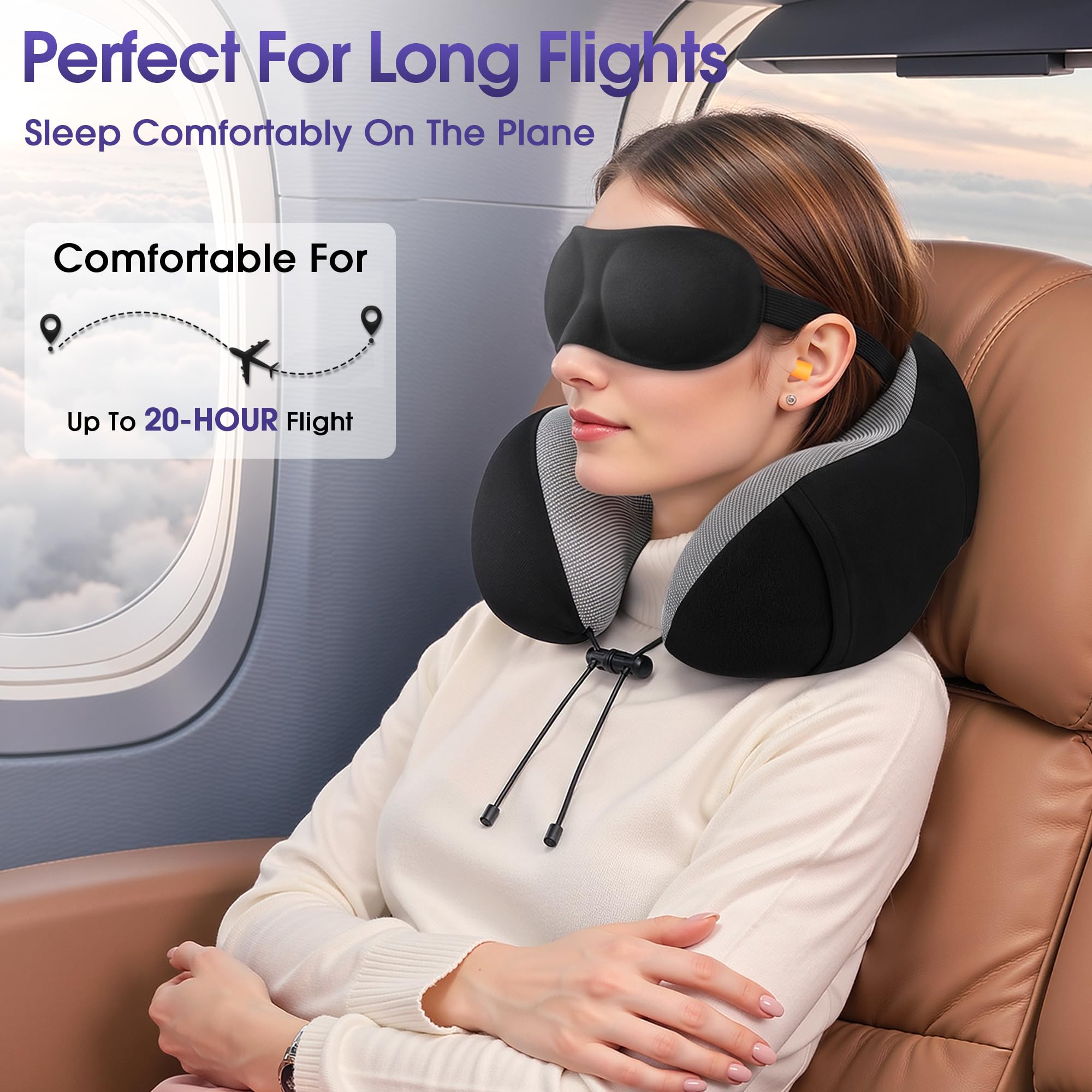 Amazon.com: CloudBliss Travel Pillow for Airplane, Memory Foam